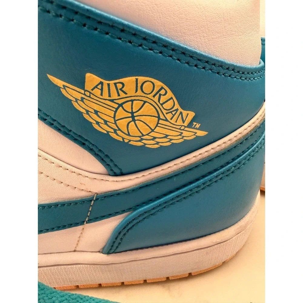 Nike Air Jordan 1 Mid Aquatone Celestial Gold White DQ8426-400 Mens Size 13
